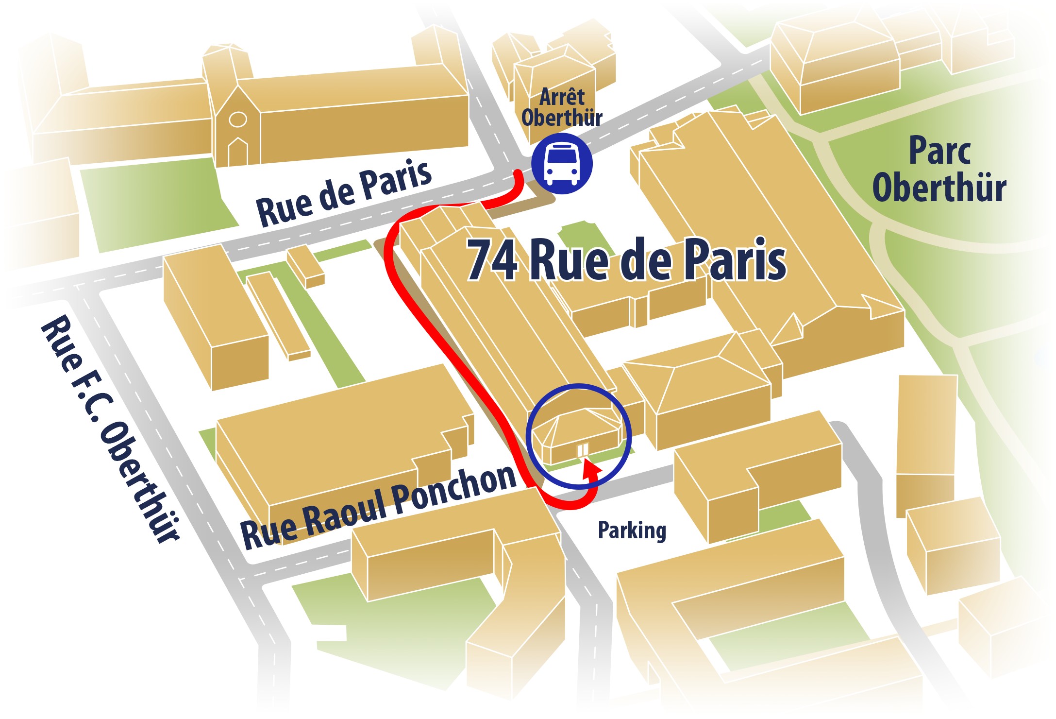 Plan de situation du Parc d’Activités Oberthür à Rennes